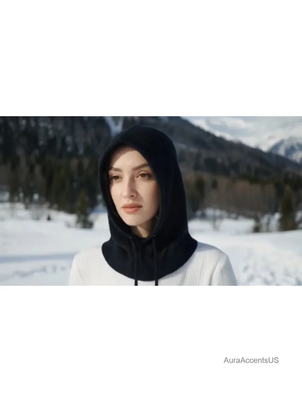 Winter Hat Hooded Scarf for Women Wool Blend Balaclava Ski Beanie